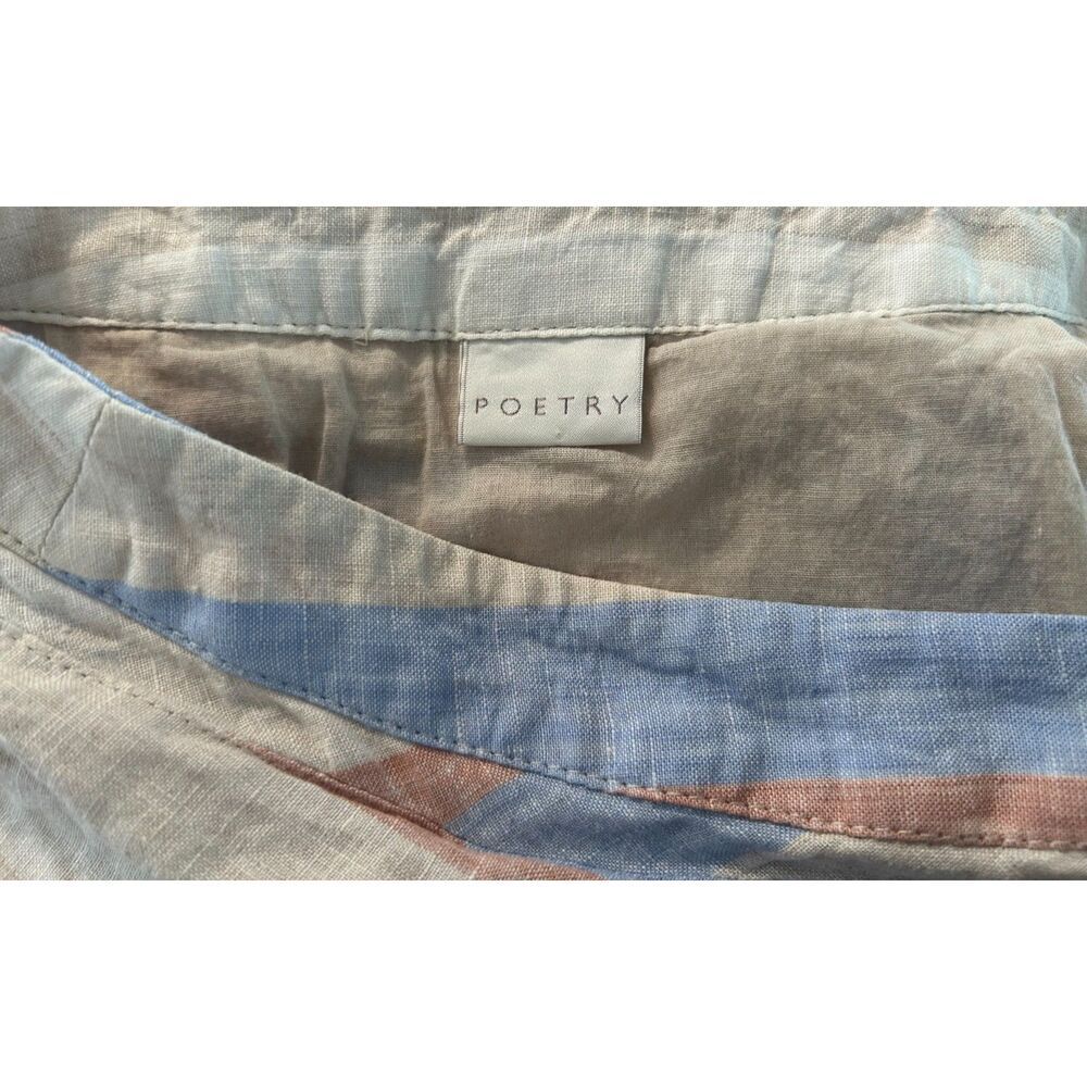 Poetry Skirt Striped Linen Faux Wrap Summer A-Line Skirt Size 4 Tan - Picture 3 of 7